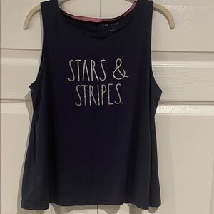 Rae Dunn Navy Sleeveless 'Stars & Stripes' Tank